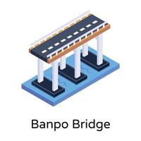 isometric editable icon of bridge vector