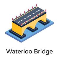 isometric editable icon of bridge vector