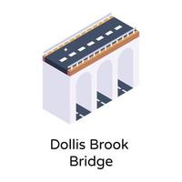 isometric editable icon of bridge vector