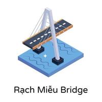 isometric editable icon of bridge vector