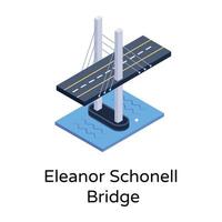 isometric editable icon of bridge vector