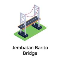 isometric editable icon of bridge vector