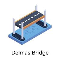 isometric editable icon of bridge vector