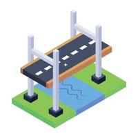 isometric editable icon of bridge vector