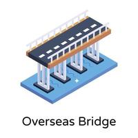 isometric editable icon of bridge vector