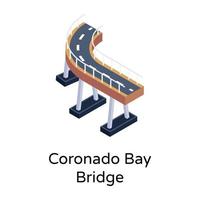 isometric editable icon of bridge vector