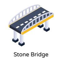 isometric editable icon of bridge vector