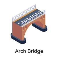 isometric editable icon of bridge vector