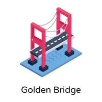 isometric editable icon of bridge vector