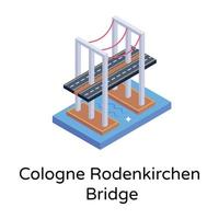 isometric editable icon of bridge vector