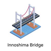 isometric editable icon of bridge vector