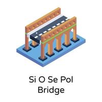 isometric editable icon of bridge vector