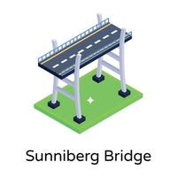 isometric editable icon of bridge vector