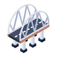 isometric editable icon of bridge vector