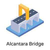 isometric editable icon of bridge vector