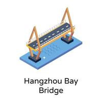 isometric editable icon of bridge vector