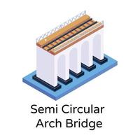 isometric editable icon of bridge vector