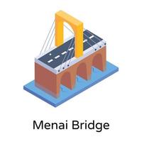 isometric editable icon of bridge vector