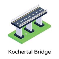 isometric editable icon of bridge vector