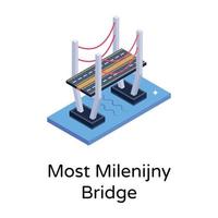 isometric editable icon of bridge vector