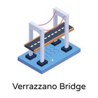 isometric editable icon of bridge vector