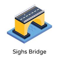 isometric editable icon of bridge vector