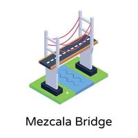 isometric editable icon of bridge vector