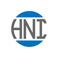 diseño de logotipo de letra hni sobre fondo blanco. concepto de logotipo de círculo de iniciales creativas hni. diseño de letras hni. vector