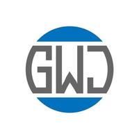 diseño de logotipo de letra gwj sobre fondo blanco. concepto de logotipo de círculo de iniciales creativas de gwj. diseño de letras gwj. vector