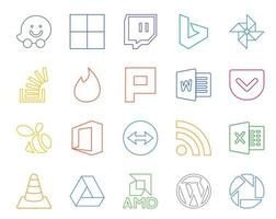 20 Social Media Icon Pack Including excel teamviewer overflow office pocket vector