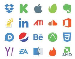 20 Social Media Icon Pack Including behance disqus overflow office sound vector