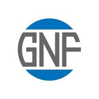 diseño de logotipo de letra gnf sobre fondo blanco. concepto de logotipo de círculo de iniciales creativas gnf. diseño de letras gnf. vector