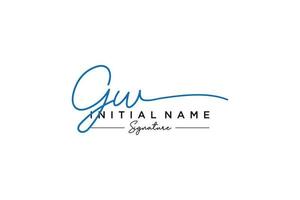 Initial GW signature logo template vector. Hand drawn Calligraphy lettering Vector illustration.