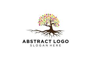 Green tree logo design natural and abstract leaf. vector