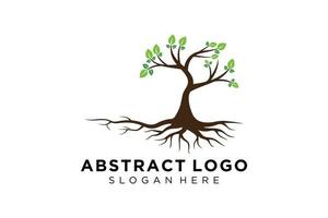 Green tree logo design natural and abstract leaf. vector