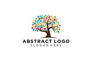 Green tree logo design natural and abstract leaf. vector