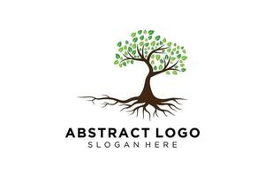 Green tree logo design natural and abstract leaf. vector