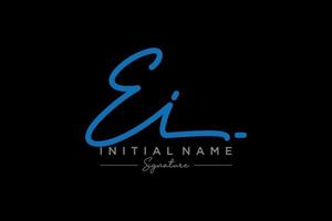 Initial EI signature logo template vector. Hand drawn Calligraphy lettering Vector illustration.