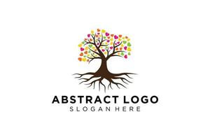 Green tree logo design natural and abstract leaf. vector