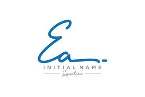 Initial EA signature logo template vector. Hand drawn Calligraphy lettering Vector illustration.