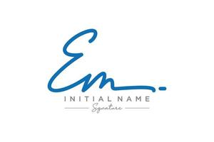 Initial EM signature logo template vector. Hand drawn Calligraphy lettering Vector illustration.