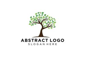 Green tree logo design natural and abstract leaf. vector