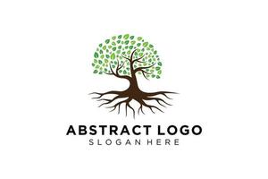 Green tree logo design natural and abstract leaf. vector