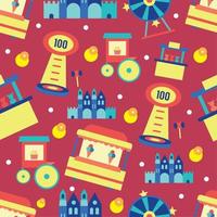 pattern background with amusement park icons Vector illustration