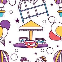 pattern background with amusement park icons Vector illustration