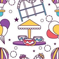 pattern background with amusement park icons Vector illustration