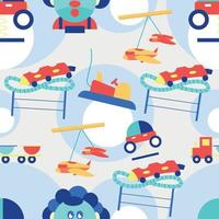 pattern background with amusement park icons Vector illustration