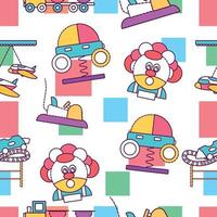 pattern background with amusement park icons Vector illustration