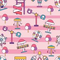 pattern background with amusement park icons Vector illustration