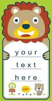 Animal cartoon vector character on card template, lion family